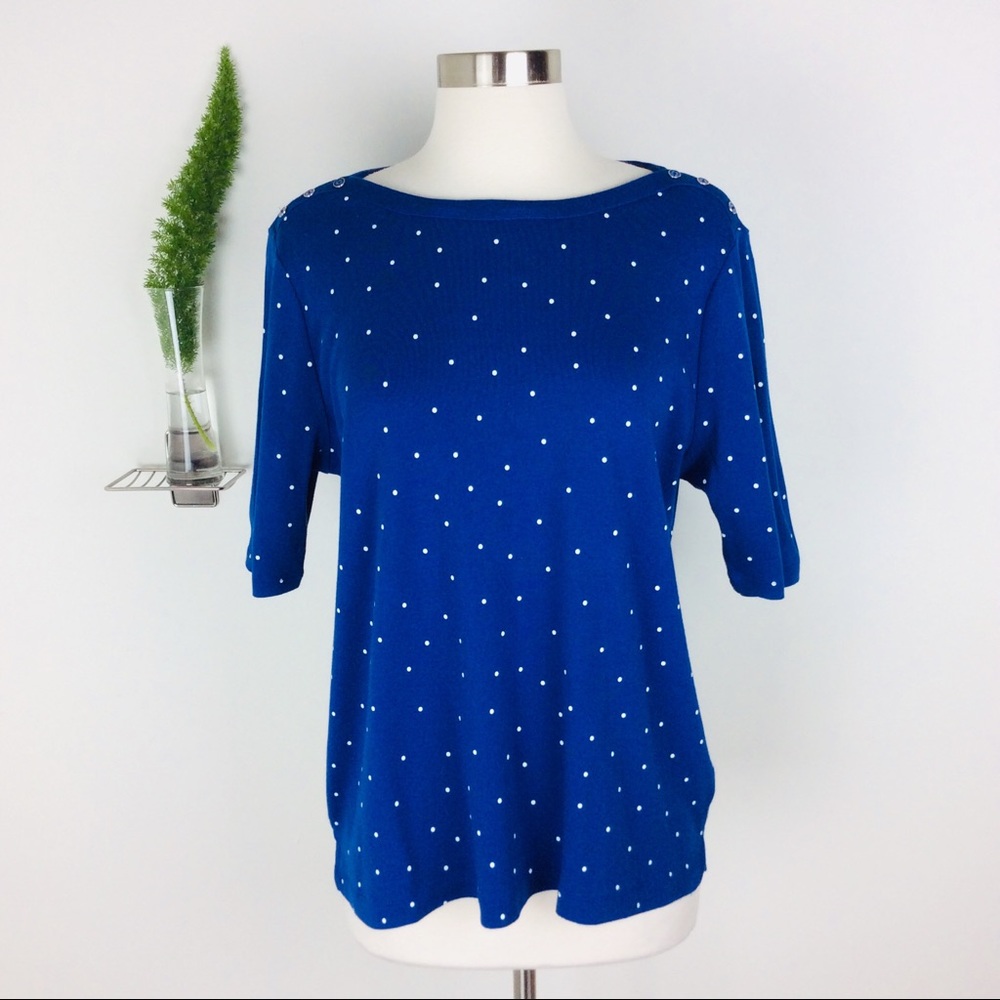 Croft & Barrow Pretty Casual Polka Dot Top Size L